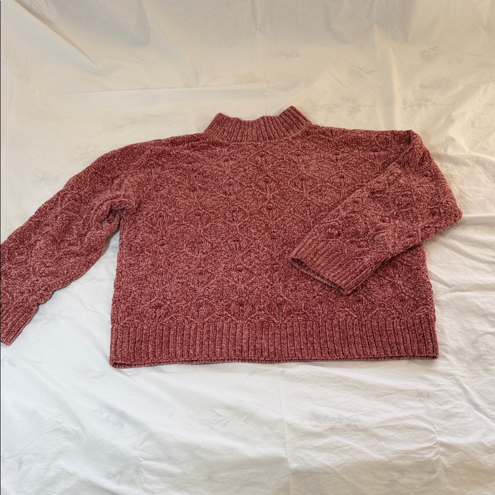 Liz Claiborne Women's Mock Turtleneck Chenille Sweater in Rose Large